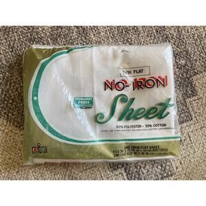 Vintage NOS Kmart White Twin Flat Sheet No-Iron Permanent Press Made In USA.‎